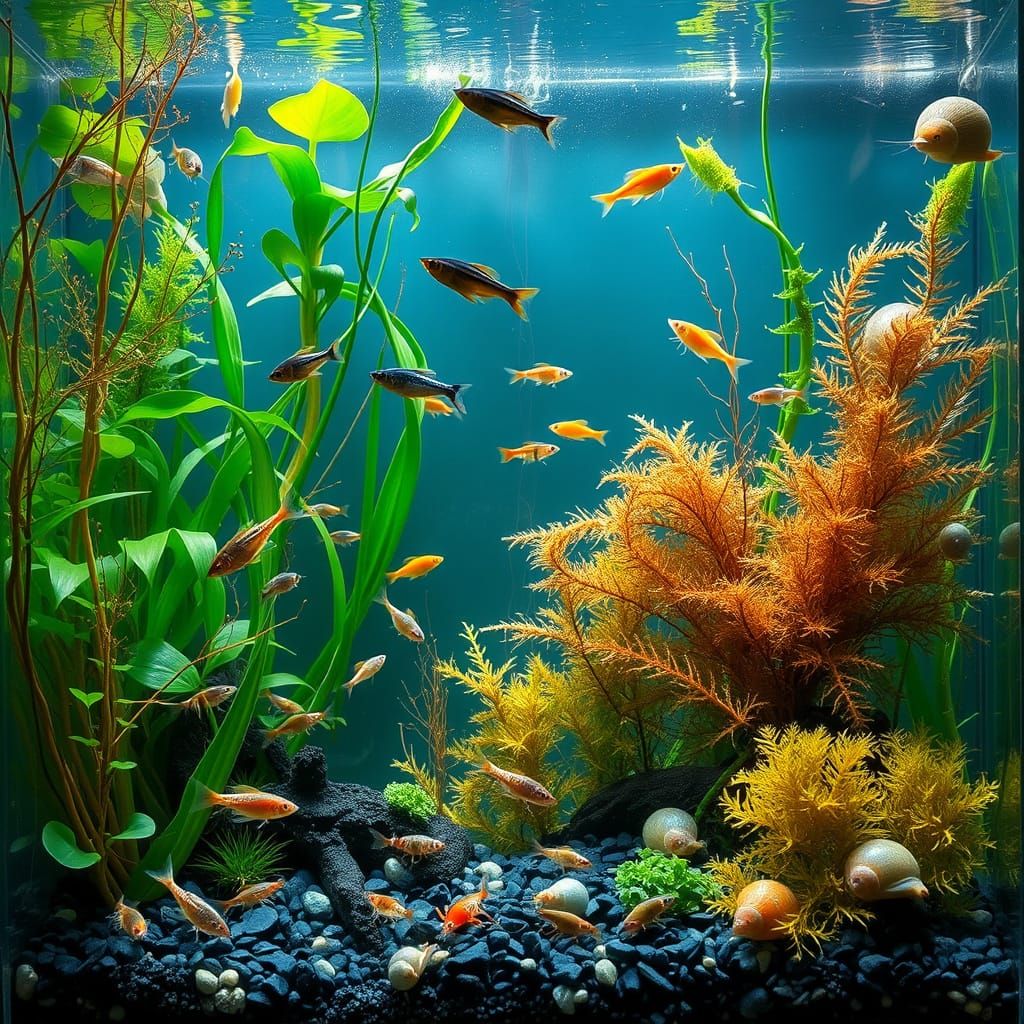 Emerald Paradise: Whimsical Freshwater Aquarium Scene