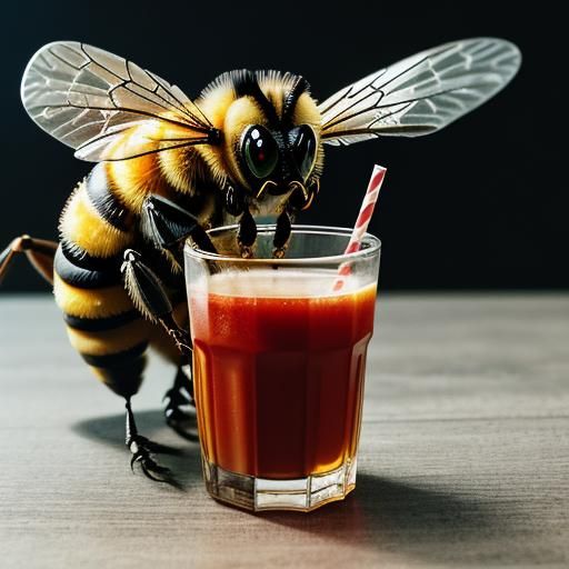 Bee Drinks Juice: Cinematic Film Still