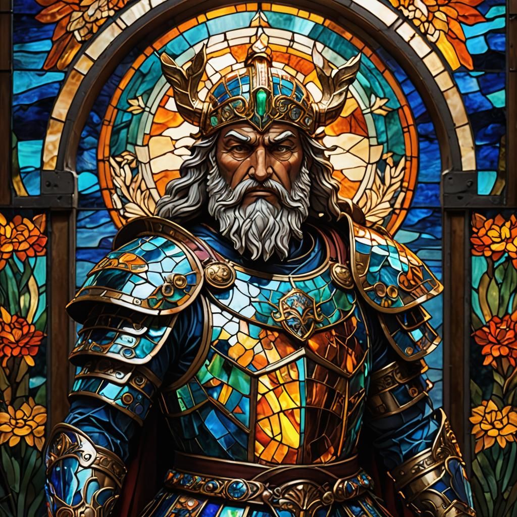 Zeus in Stained Glass Samurai Armor