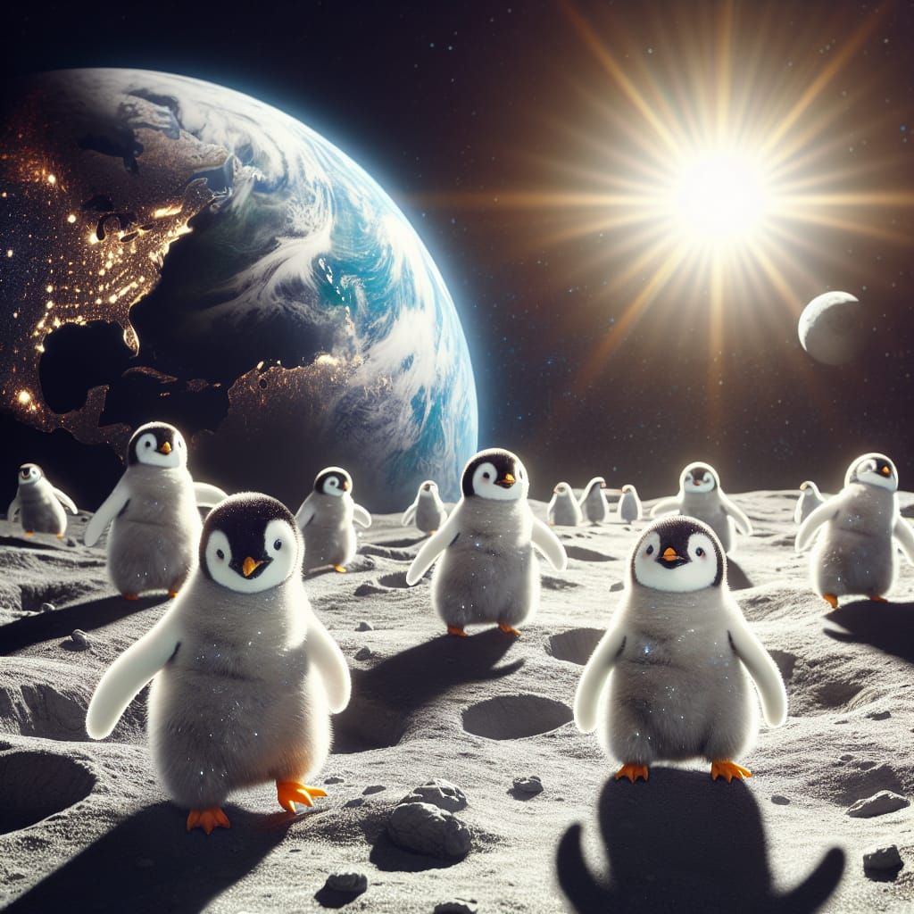 Moon Penguins in Weightless Wonder