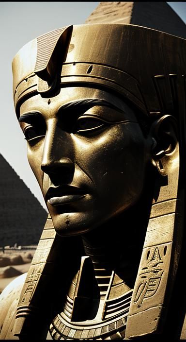 Dramatic Portrait of Ancient Egyptian Pharaoh