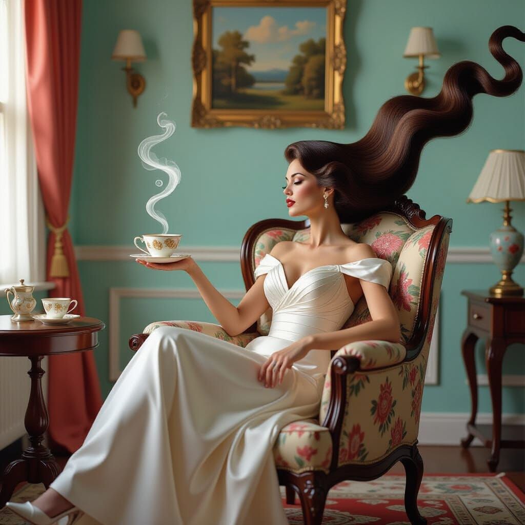 Dreamlike Scene of Reversed Gravity as Surrealist Art