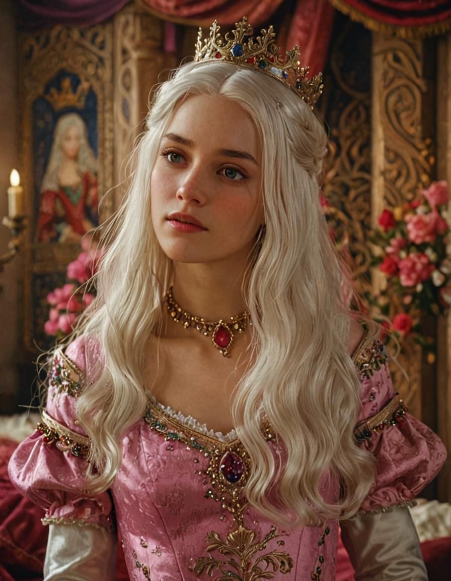 Luxurious Medieval Princess Portrait in Oil Painting Style