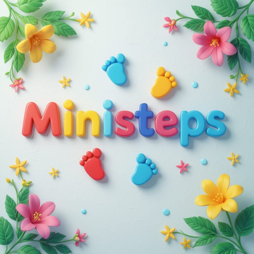 Ministeps Logo with Cartoon Footprints in Anime Style