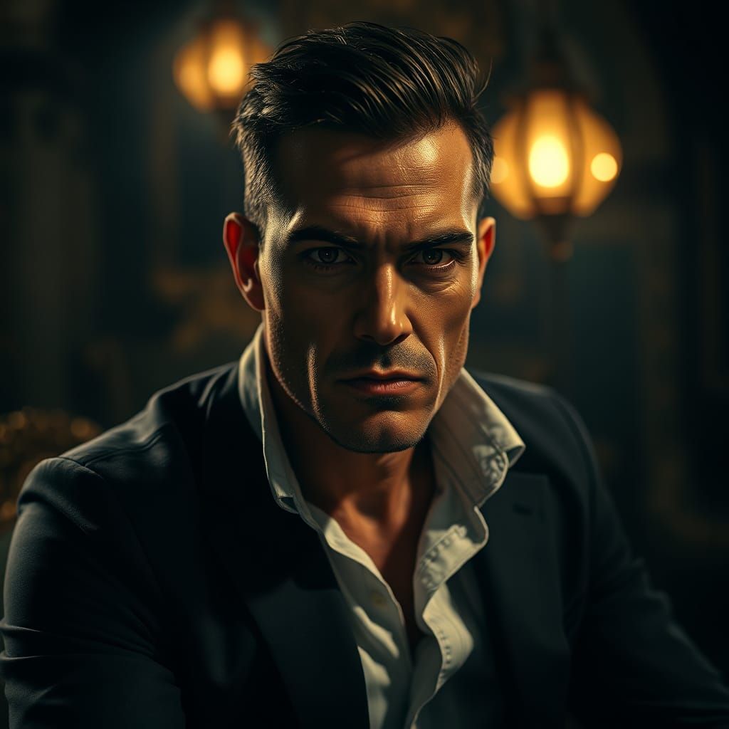 Intense Portrait in Cinematic Hyperrealism