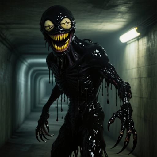 Menacing Ink Tentacle Monster in Horror Film Style Photograp...