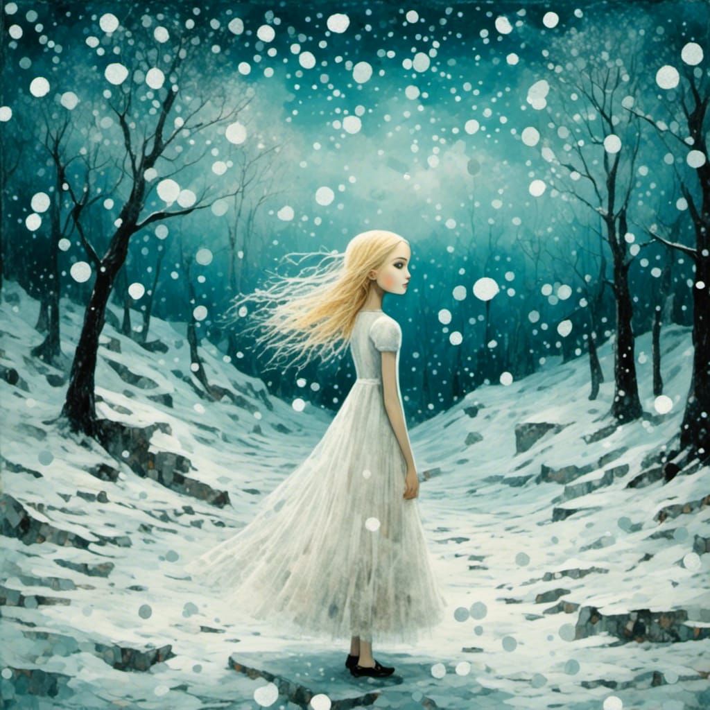 Winona Ryder in Snow: A Whimsical Winter Collage