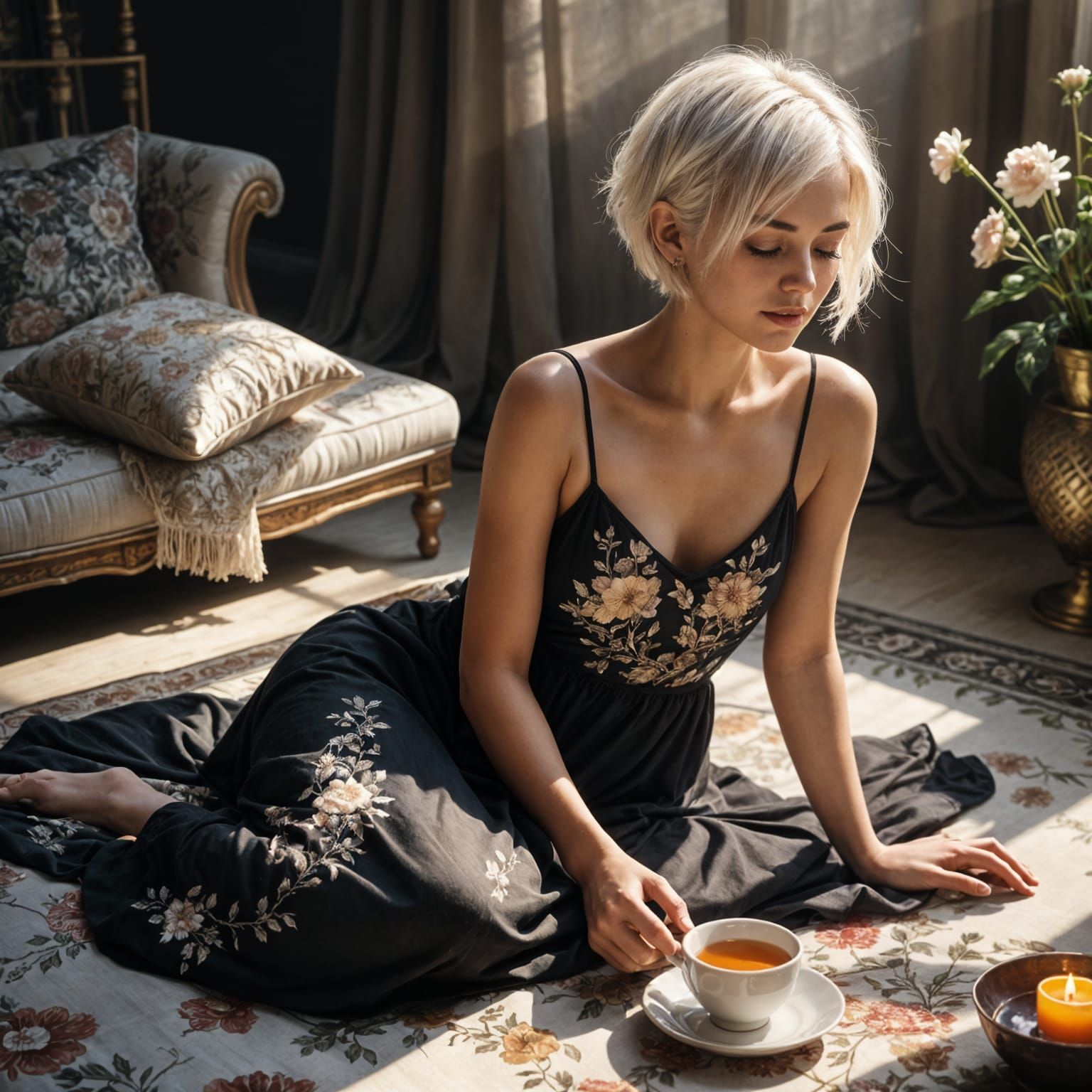 Elegant Woman in Morning Serenity