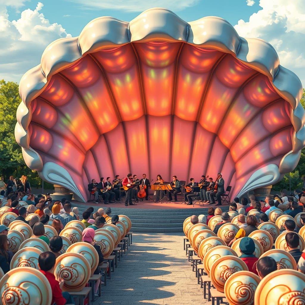 Community Band in Scallop Shell Bandshell, Ghibli Style