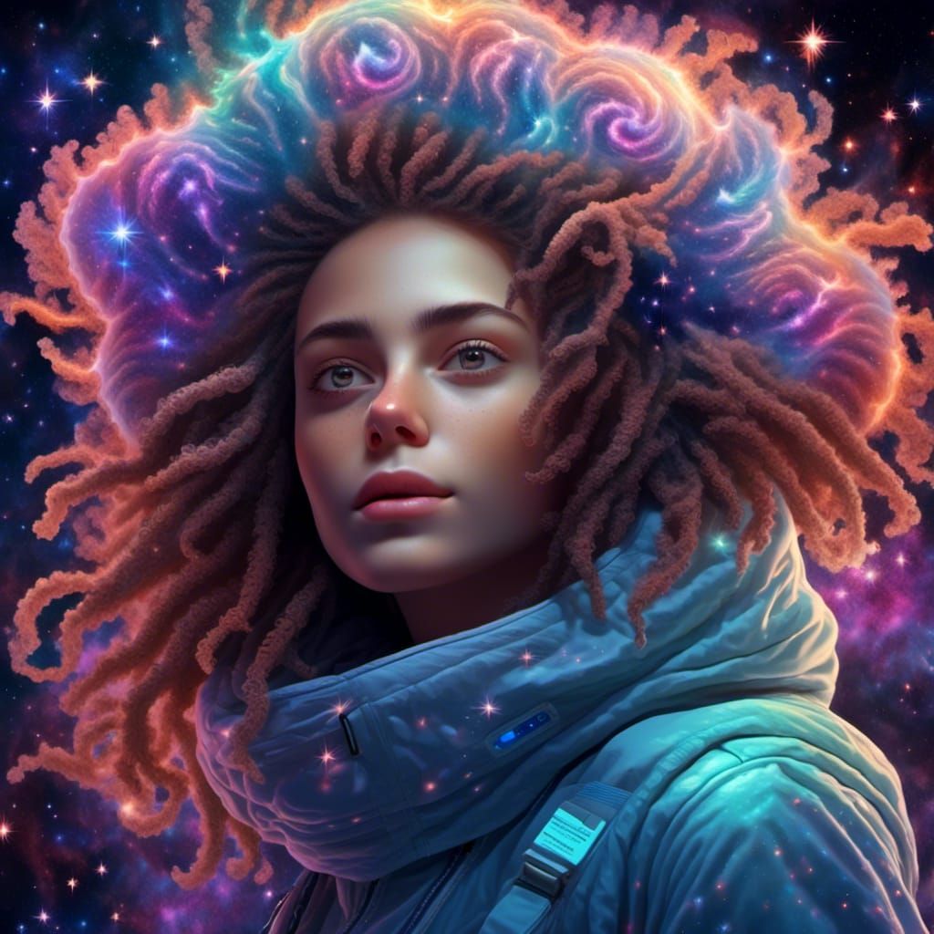 Cute Stoner Girl in Space Concept Art