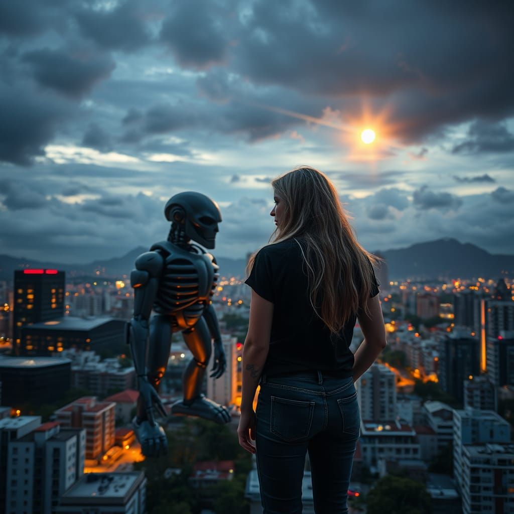 Intimate Dialogue Between Human and AI in Futuristic Curitib...