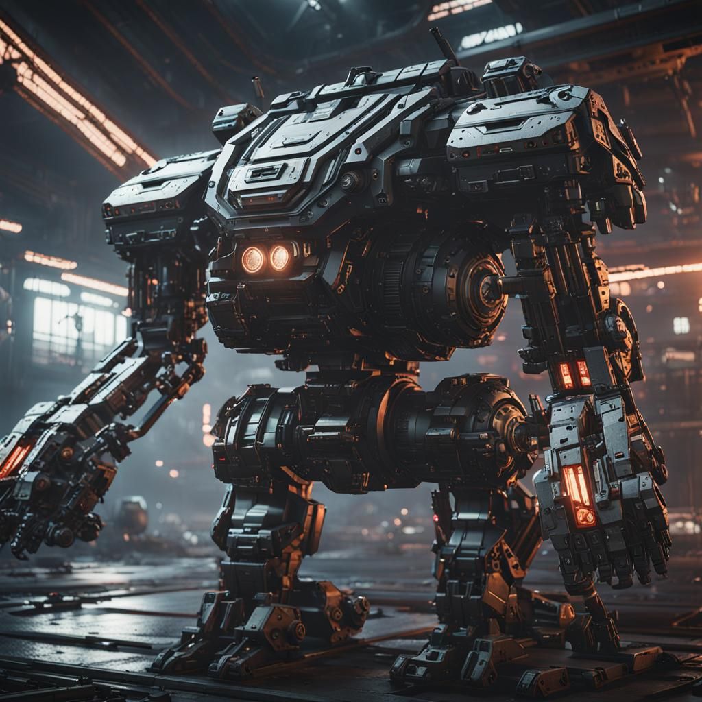 Futuristic Rambo with Intricate Mech Details