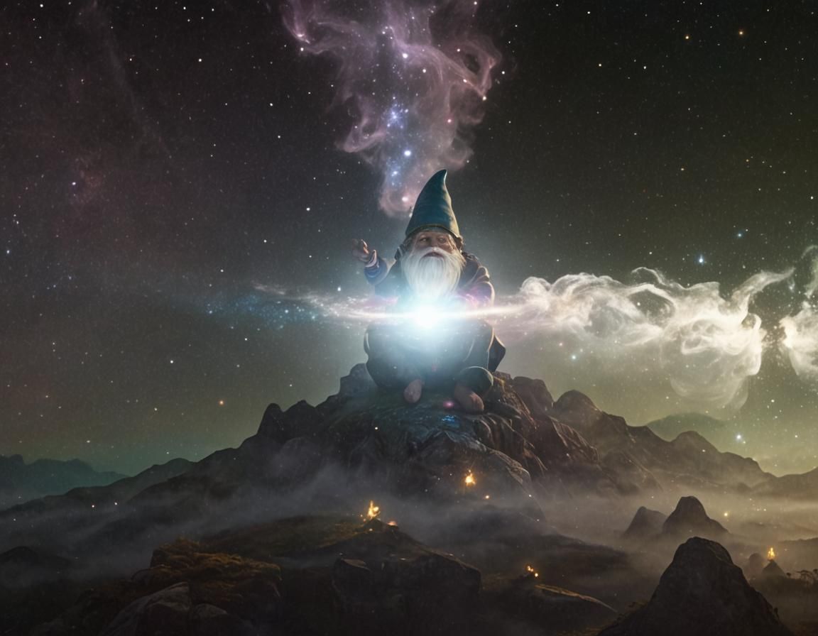 Guardian Gnome in Grail of Cosmos: Surreal Digital Art