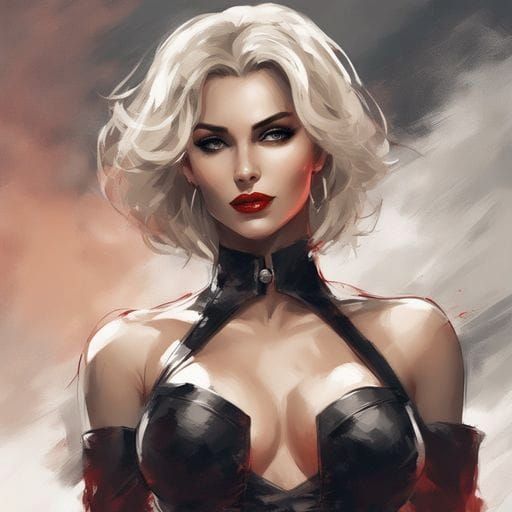 Dominant Dark-Haired Woman in Lingerie, Fantasy Art