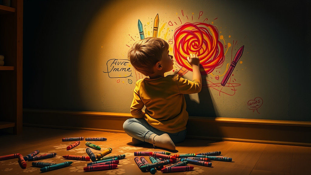 Child's Colorful Drawing in Impressionist Style