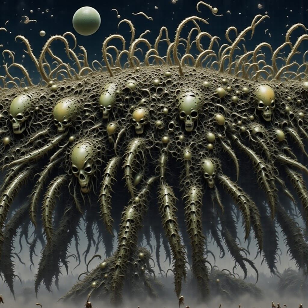 Intestine-Encrusted Mobile Suit with War Banners