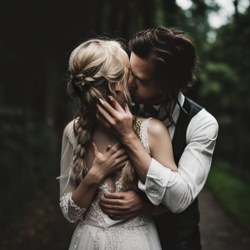 Passionate Embrace: A Surreal Moment of Love and Death