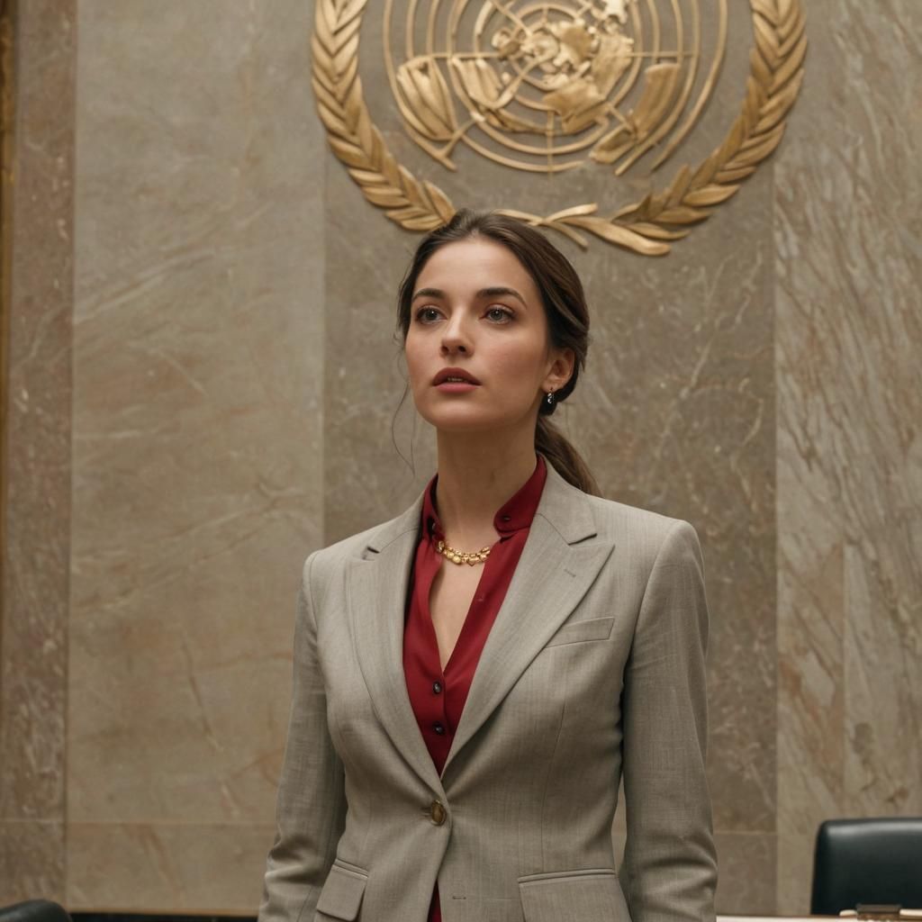 Italian Woman Speaks at United Nations, Digital Art