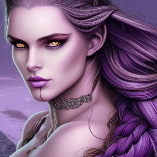 Lavender Elf Portrait in Comic Book Style