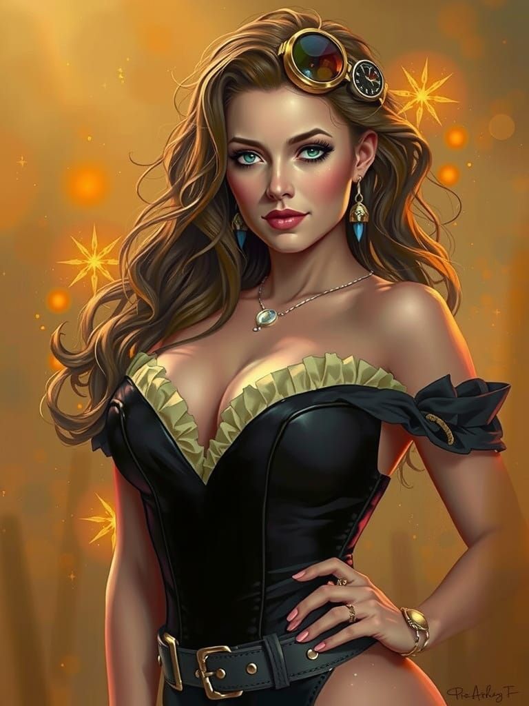 Steampunk Portrait with Volumetric Lighting as Digital Art