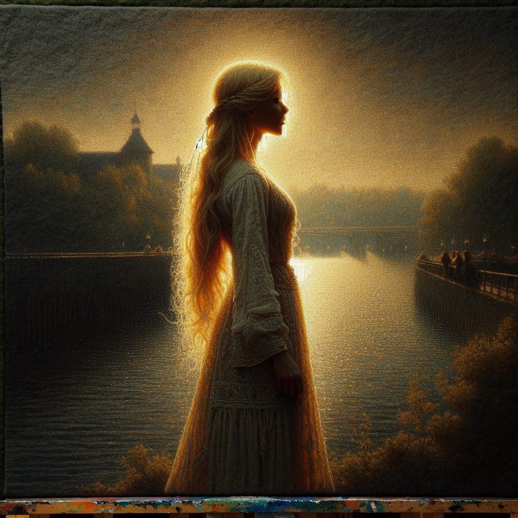 Bohemian Girl Portrait in Antique Oil Painting Style