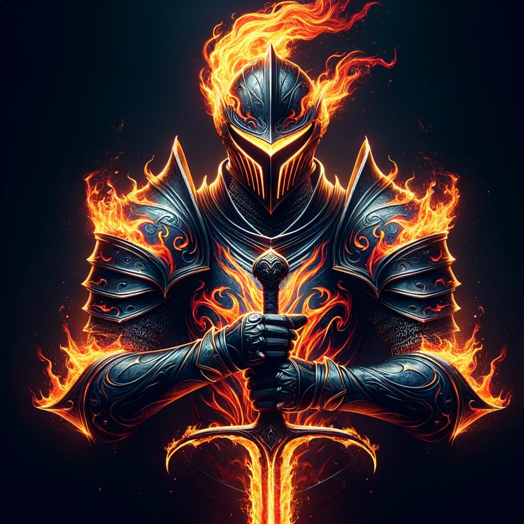 Mysterious Fire Knight in Dark Armor