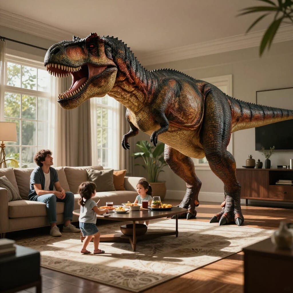 See a T-Rex in your own home AI Presentation Studio!