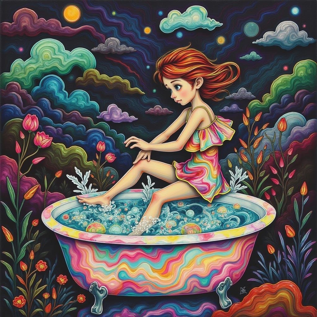 Splish Splash Dance Party in Neon Glitch Style