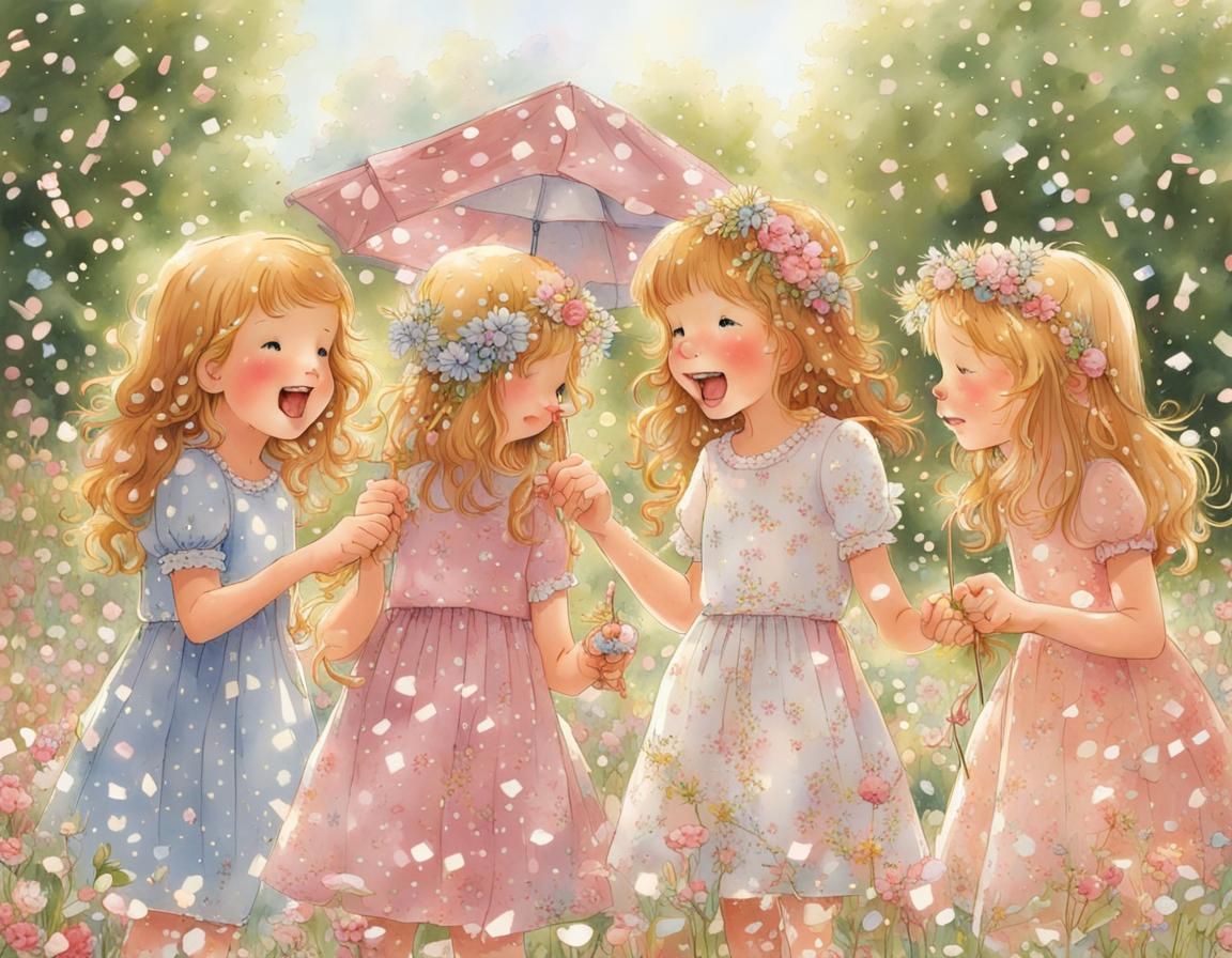 Girls Celebrate at Flower Garden Party in Hobbie Style