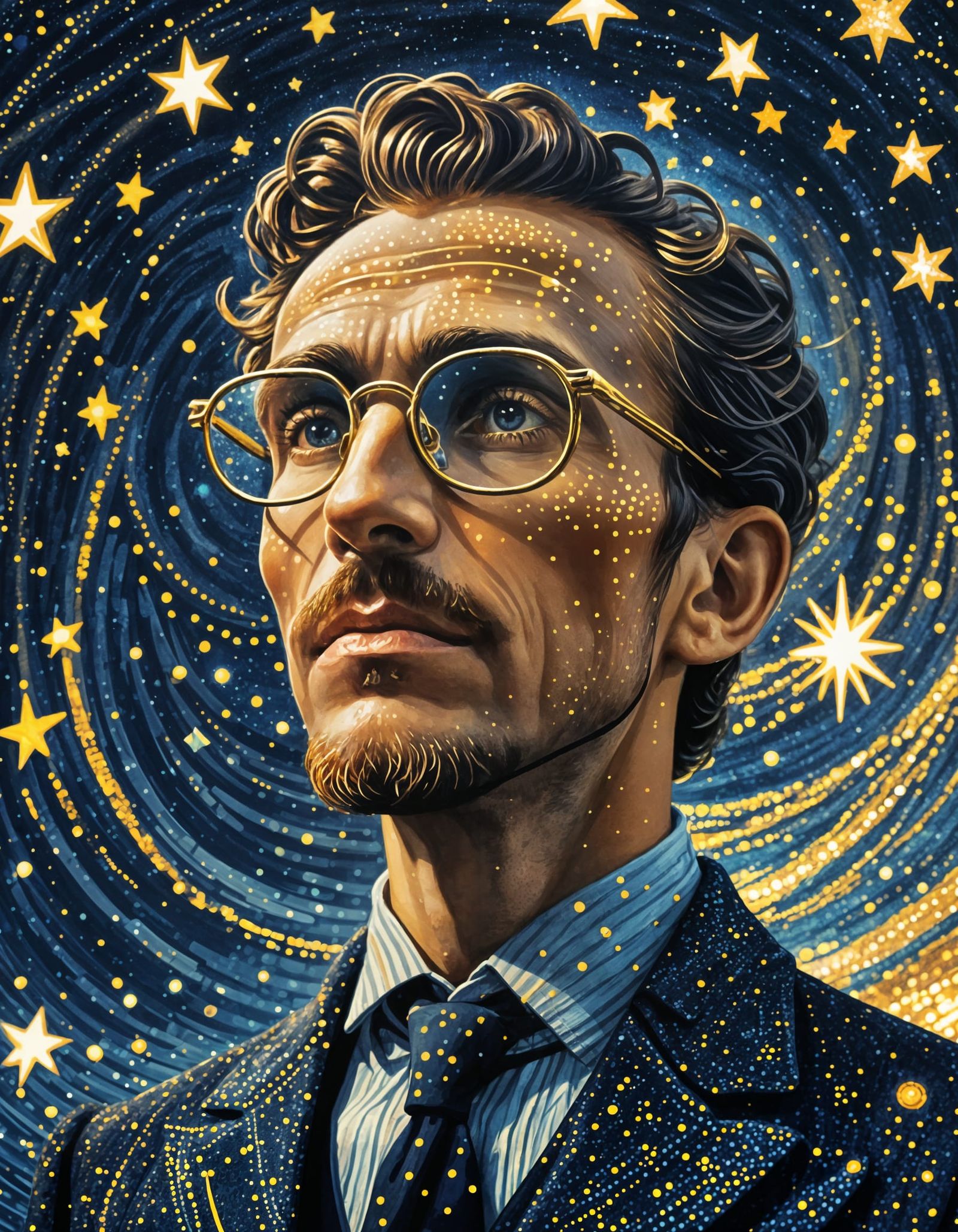 Art Nouveau Portrait in Hyperpointillism Style