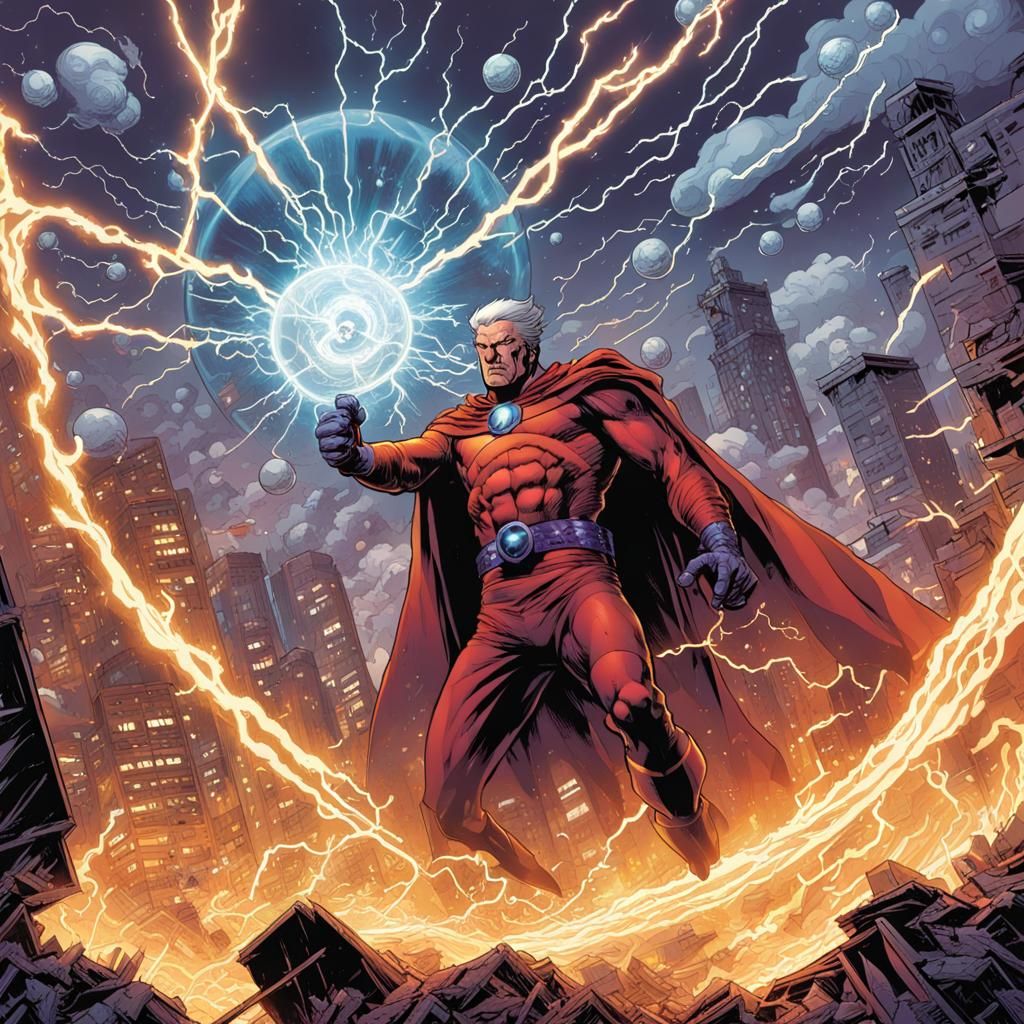Magneto Controls Electricity: Comic Book Art