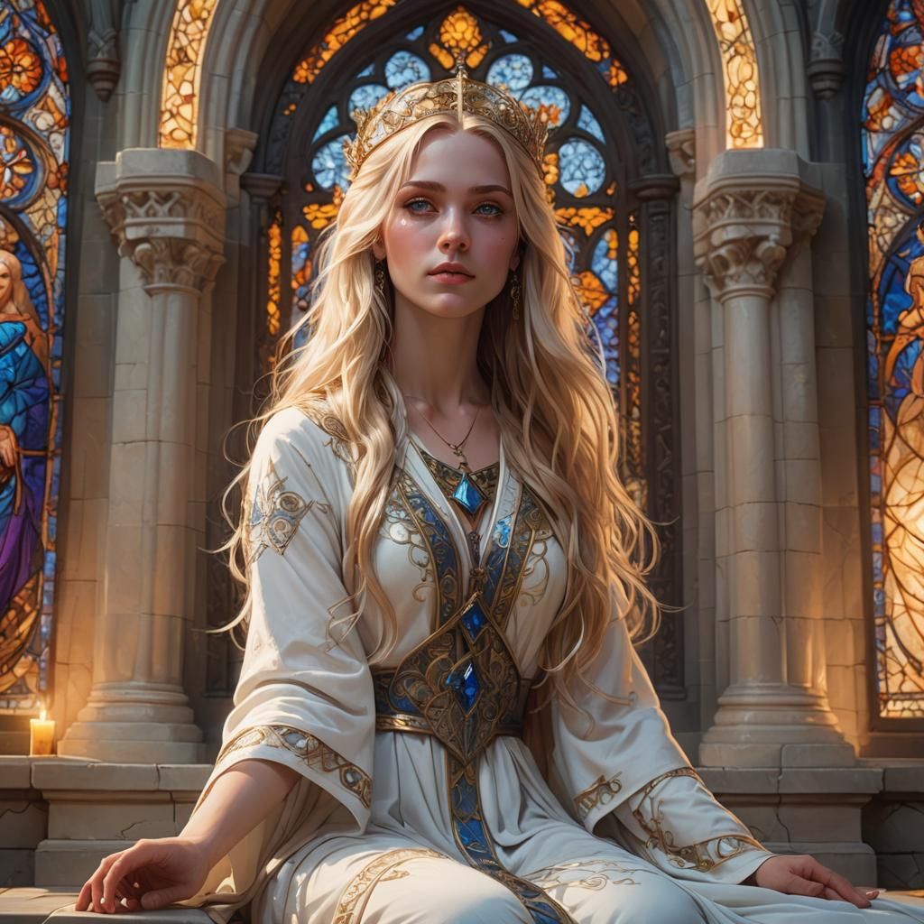 Priestess at Gothic Altar: Fantasy Concept Art