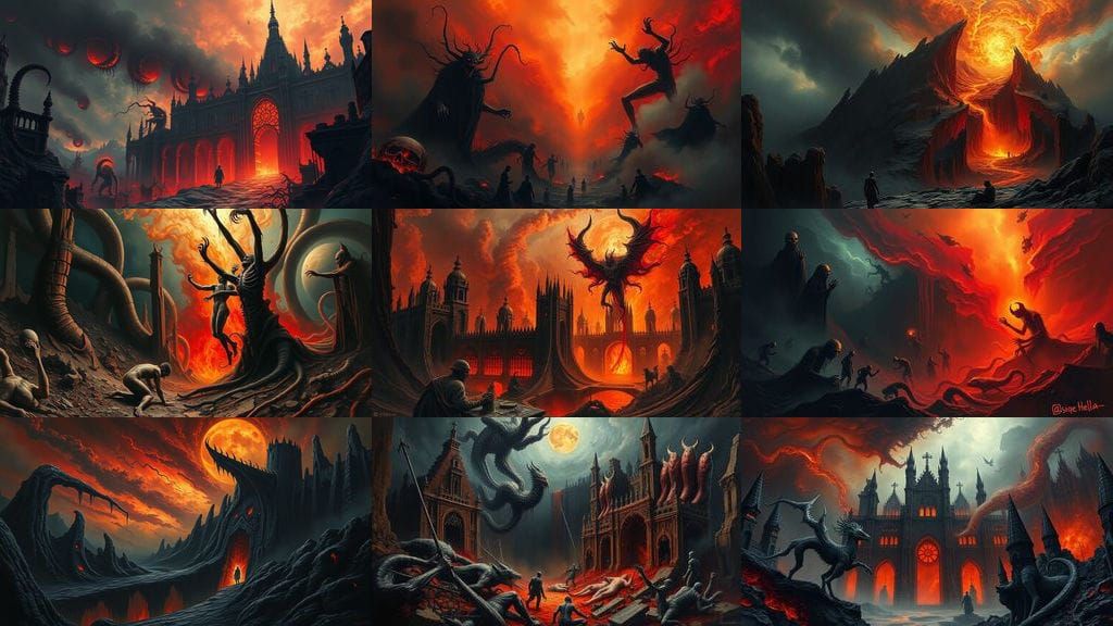 Dante's Inferno Scene Depicted in a Bizarre and Abyssal Styl...