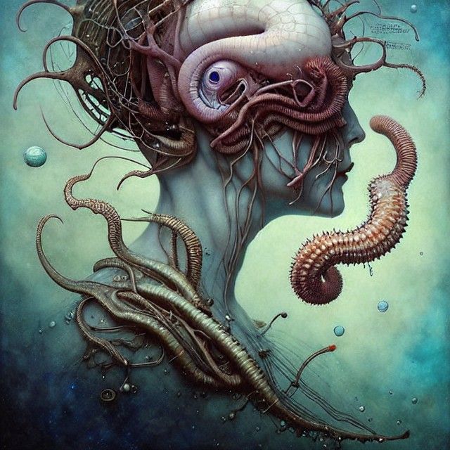 Eldritch Aquatic Nautilidae Head in Digital Art