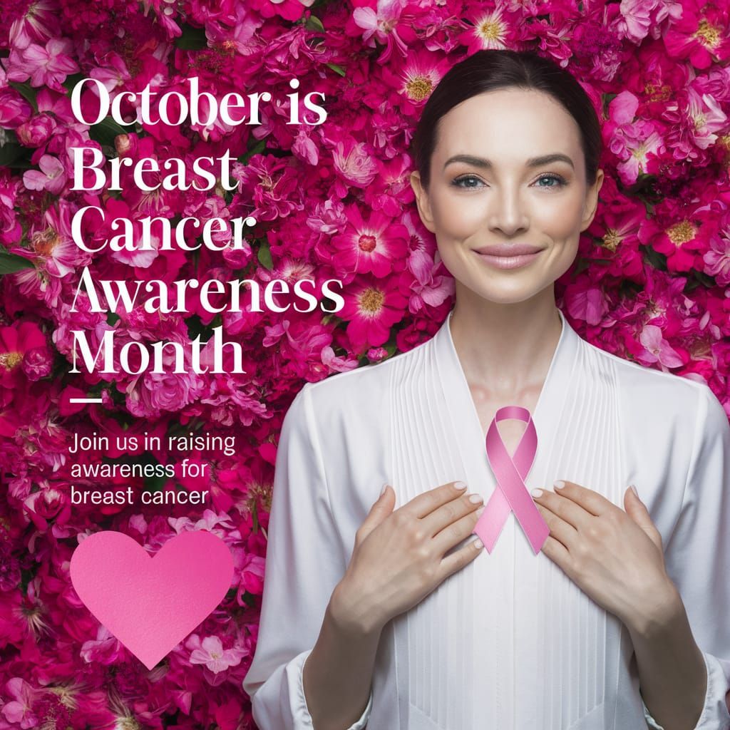 Create an advertising poster if A woman wit a  flower bacjgr...