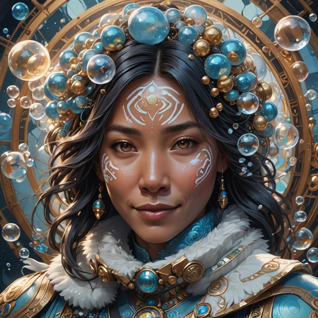 Hypnotic Inuit Woman Portrait in Bubble World