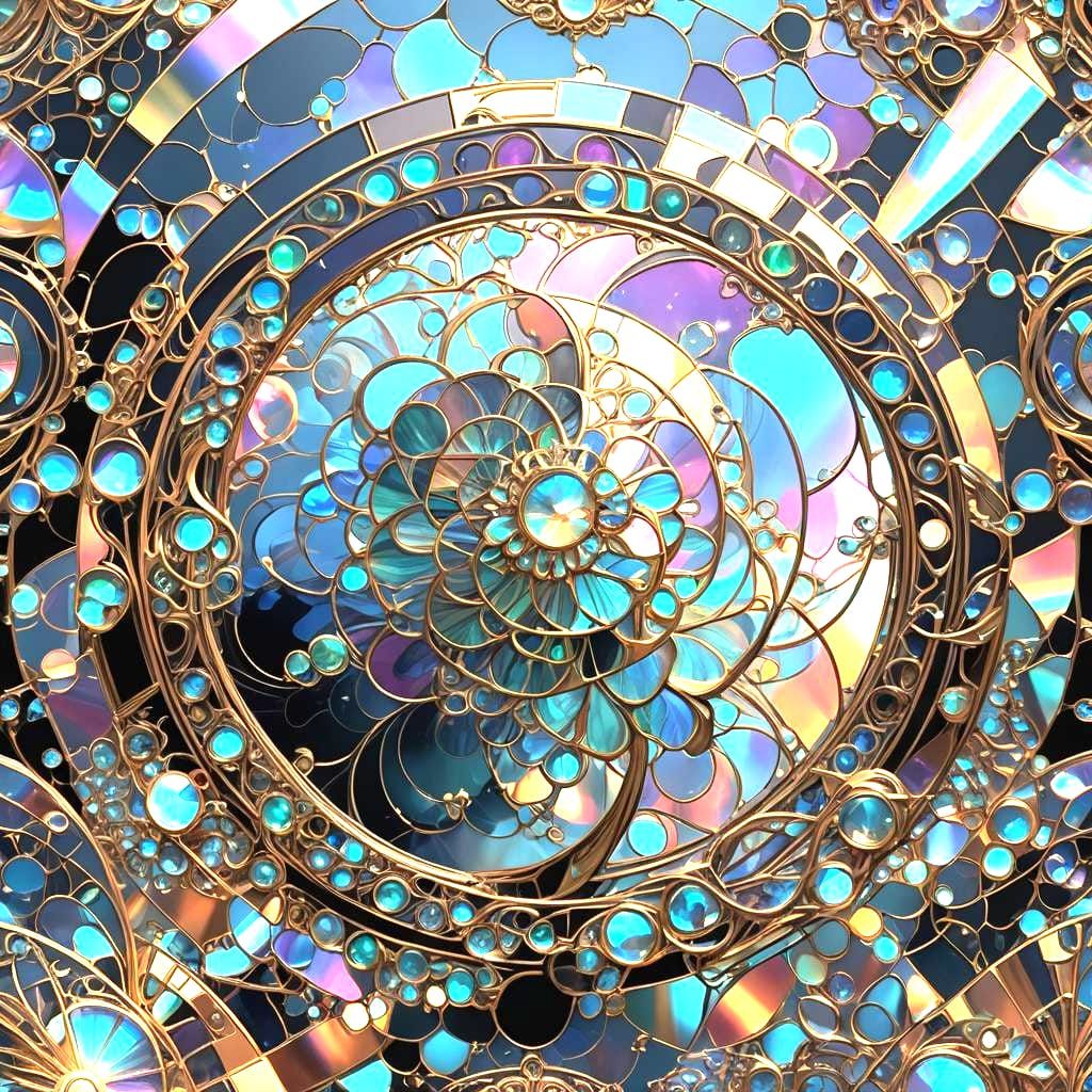 Iridescent Sky Spell in Alphonse Mucha Style