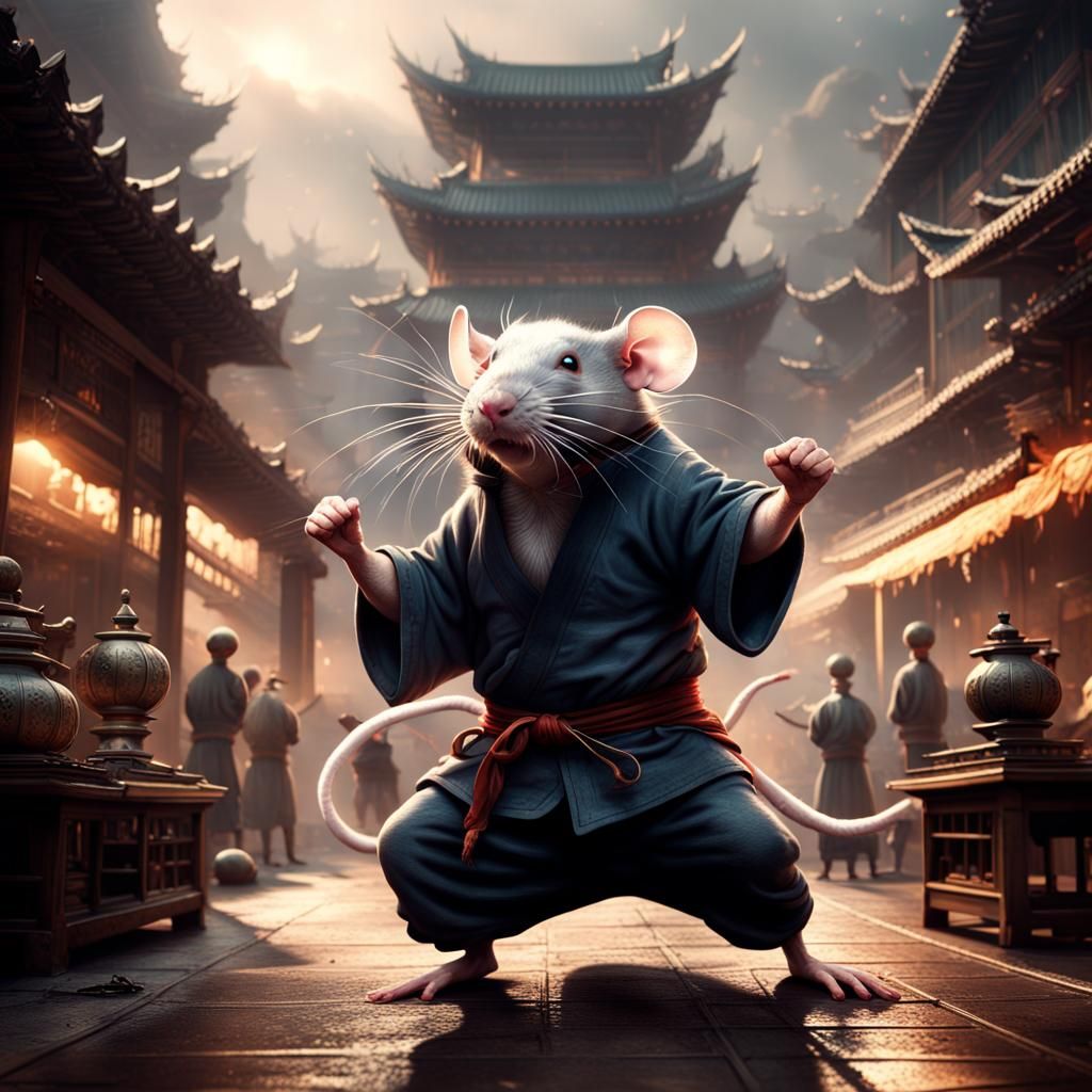Rat Kung Fu Fighting: Epic Cinematic Digital Art