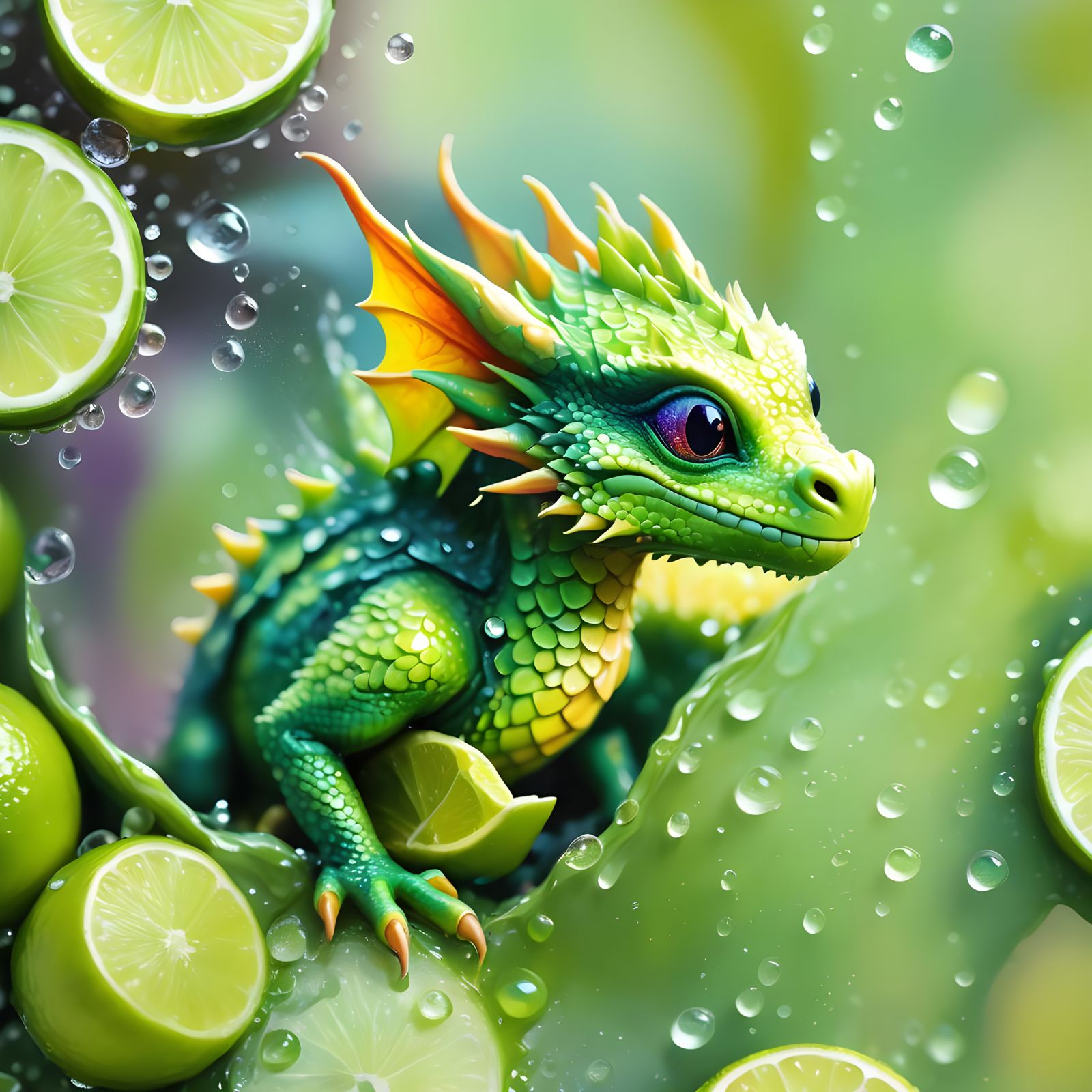 Textural Fusion: Tiny Dragon and Lime