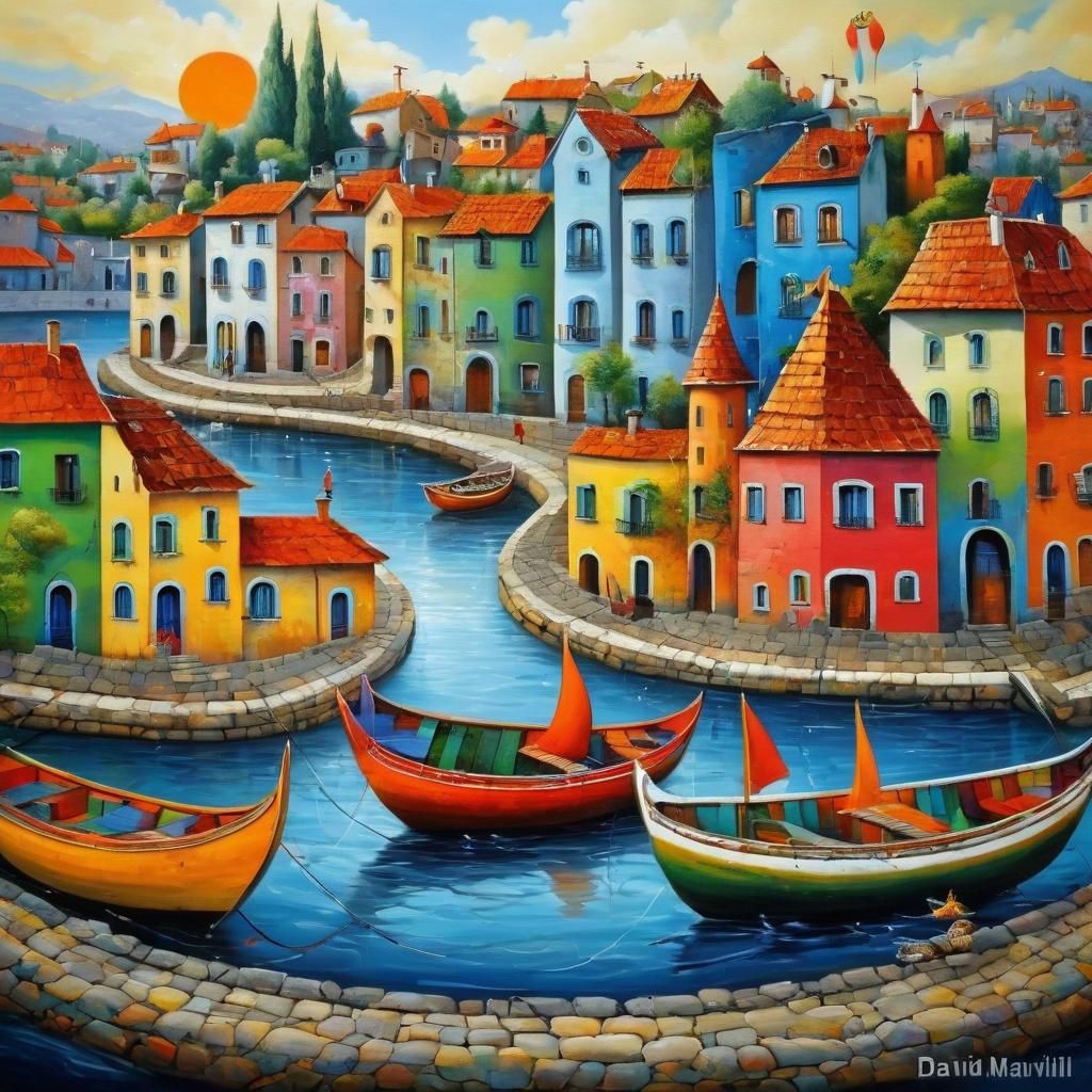 Charming Italian Town: Impressionist Style