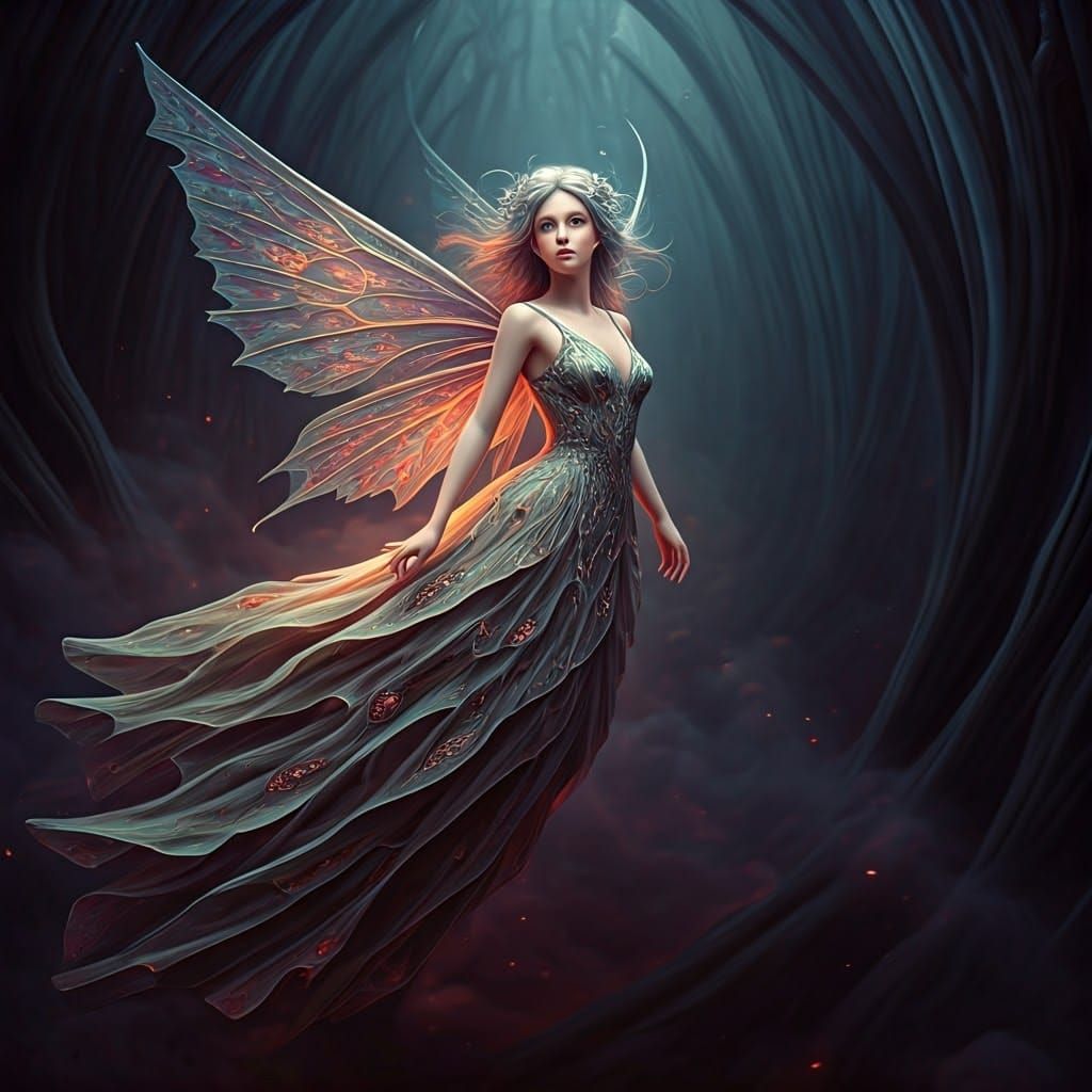 Ethereal Fairy Between Realms in Dreamlike Style