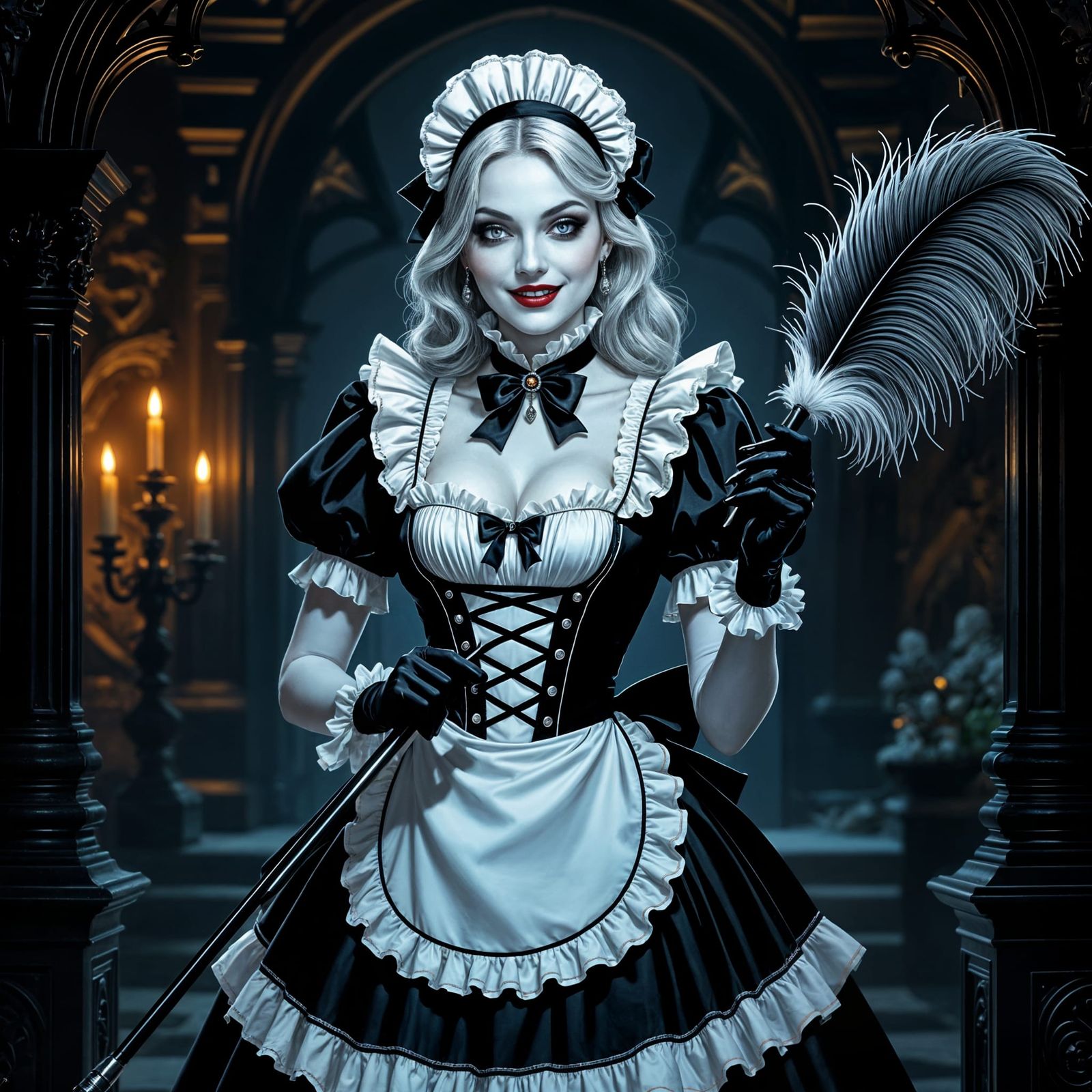 Halloween Vampiress in French Maid Costume