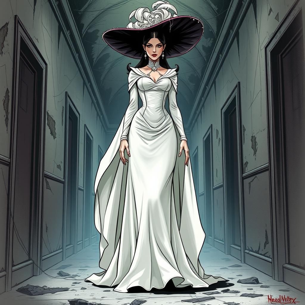 lady dimitrescu, Breathtaking, vampire, tall lady, white dre...
