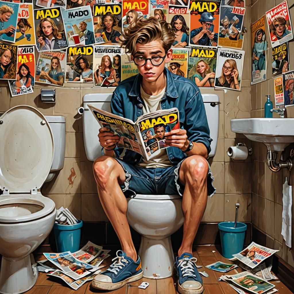 Humorous Mad Magazine Cover Art in Acrylic Style