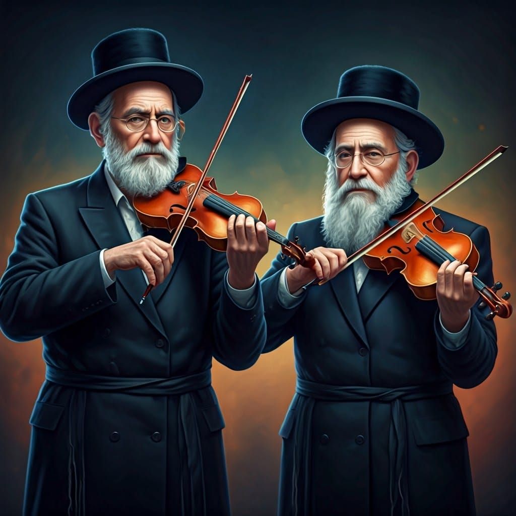 Hasidic Jewish Musicians Portrait in Detailed 3D Anime Art