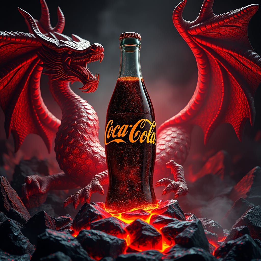 Coca-Cola Bottle Melts into Dragon Sculpture