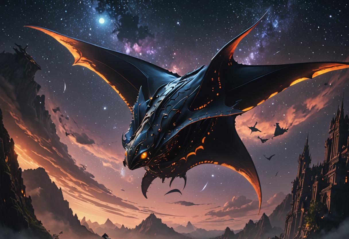 Night Sky Manta Ray: A Dark Fantasy Concept