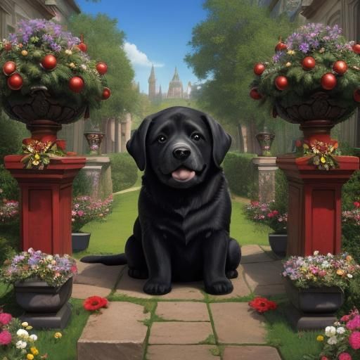 Happy Labrador Babysitters in Botero Style