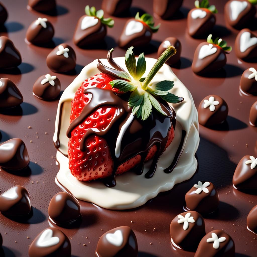 Chocolate Strawberry with Cream: Digital Matte Painting