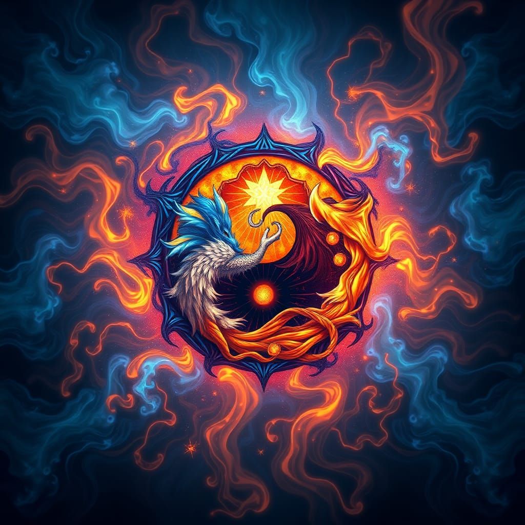 Vibrant Yin-Yang in Dreamlike Fantasy Concept Art